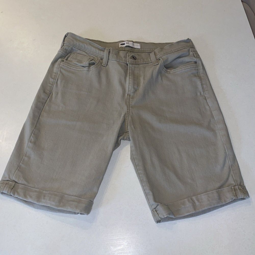 Levi's Jeans Women's Khaki Stretch Capri Cuffed Mid Rise Crop Denim Pants Sz. 12